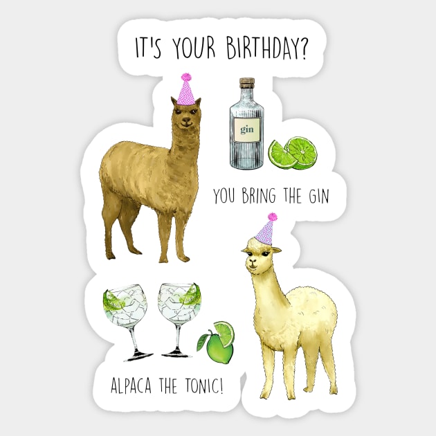 ALPACA THE TONIC Sticker by Poppy and Mabel